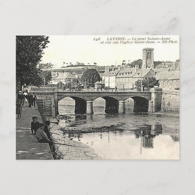 Ancienne carte postale - Pont Sainte-Anne, Lannion (Devant)