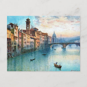 Ancienne carte postale - Rivière Arno, Florence, I