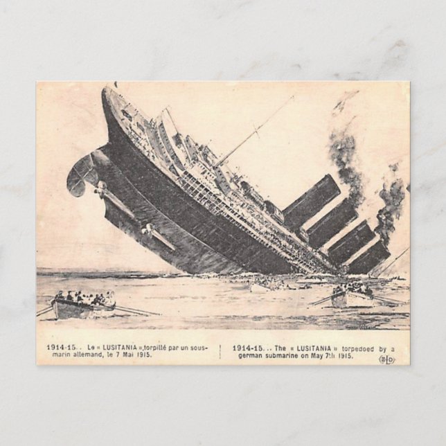 Ancienne carte postale - RMS Lusitania (Devant)