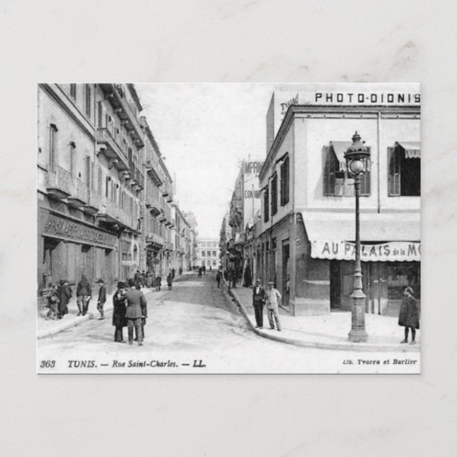 Ancienne carte postale - Rue Saint-Charles, Tunis (Devant)