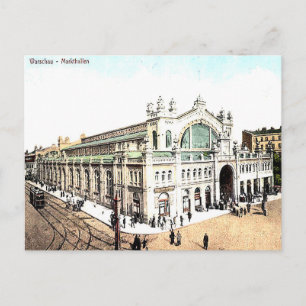 Ancienne carte postale - Salles de marché, Varsovi