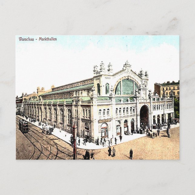 Ancienne carte postale - Salles de marché, Varsovi (Devant)