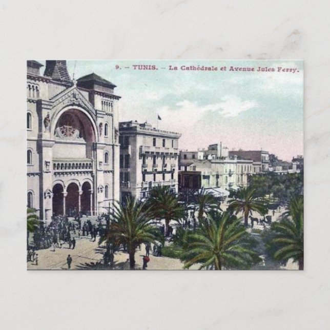 Ancienne carte postale - Tunis, Cathédrale (Devant)
