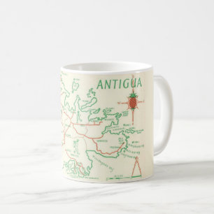 Ancienne carte verte et rouge d'Antigua Mug
