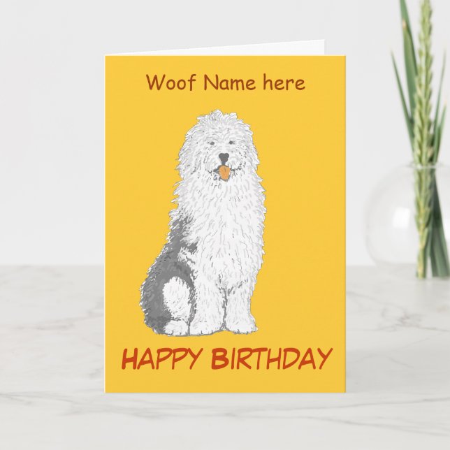 Ancienne Cartes d'anniversaire de Sheepdog anglais (Devant)