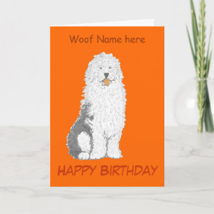Ancienne Cartes d'anniversaire de Sheepdog anglais