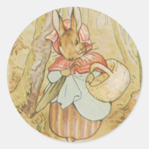 Ancienne Mme Rabbit Beatrix Potter autocollant ron