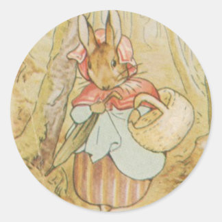 Ancienne Mme Rabbit Beatrix Potter autocollant ron