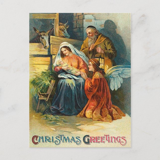 Ancienne mode Nativité de Noël Carte postale (Devant)