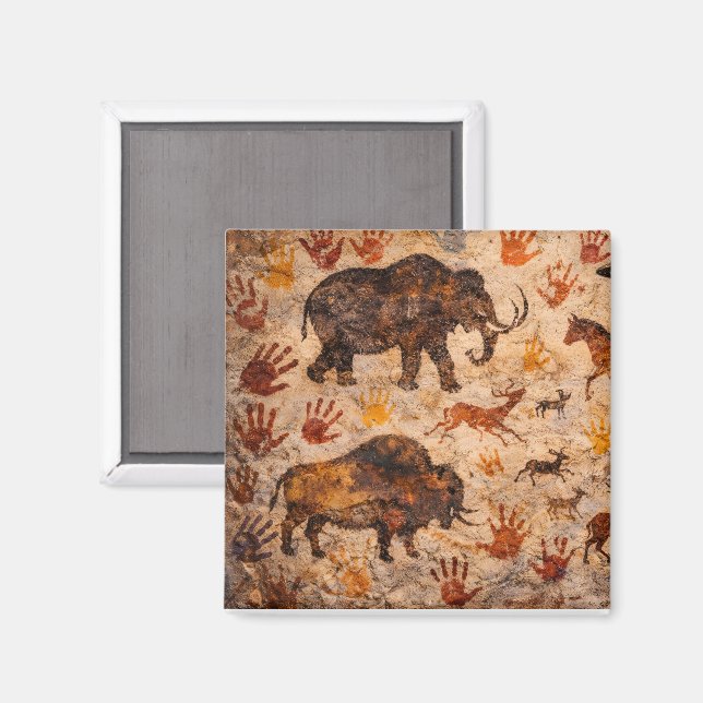 Ancient cave art make your mark stone mural magnet (Recto/Verso)