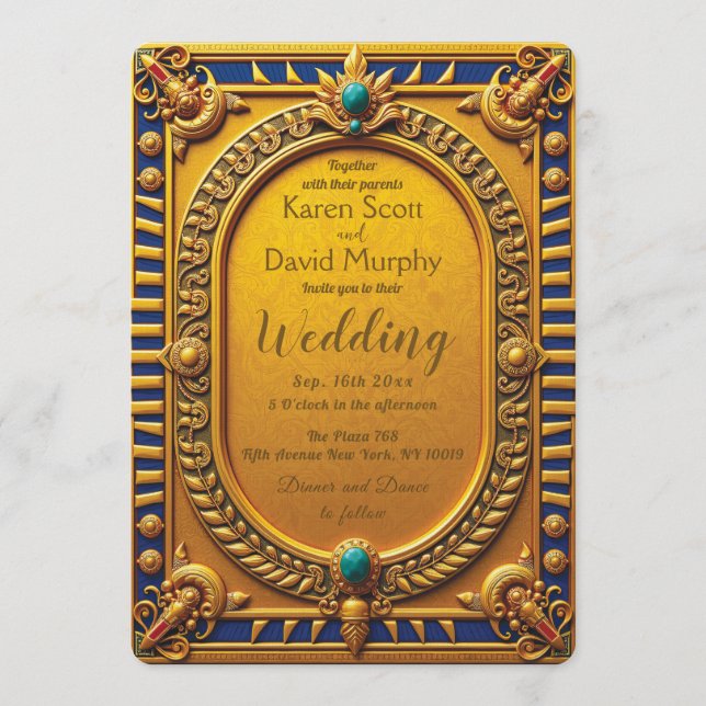 Ancient Egyptian Gold Wedding Invitation (Devant)