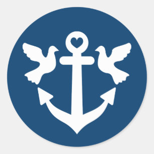 Ancrage nautique et colombes blanches autocollants