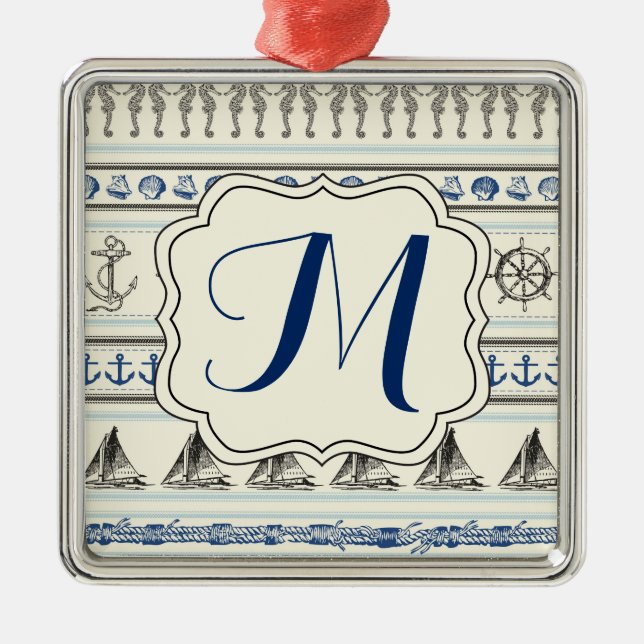 Ancre à voile Corde nautique Monogramme Ornement (Devant)