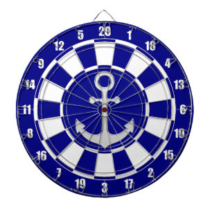 Ancre argentée sur fléchettes à cibles bleu marine