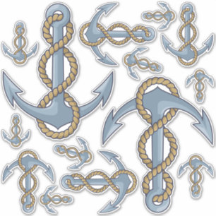 Ancre avec Stickers Contour Set Icon