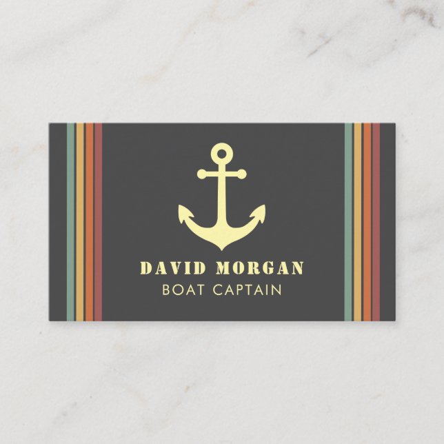 Ancre Bateau capitaine Retro Carte de visite (Devant)