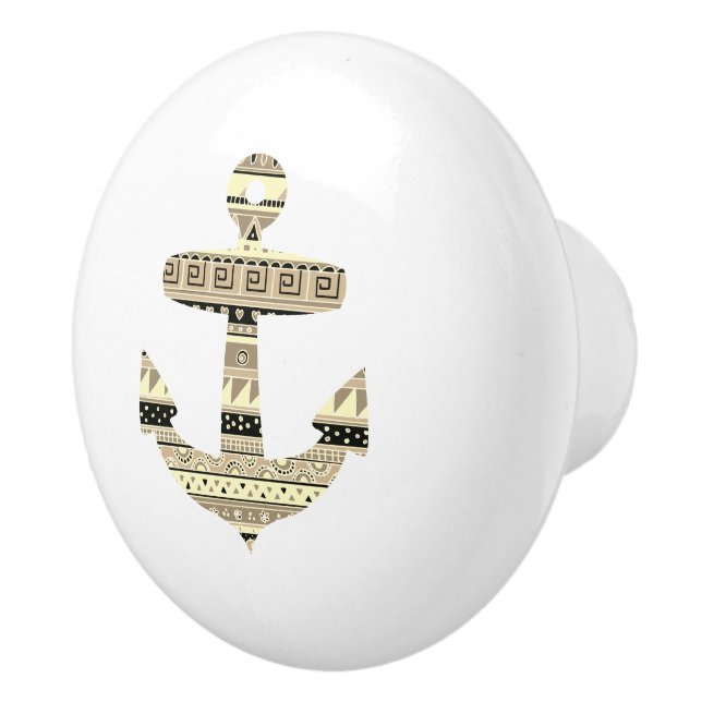 Ancre Beige Tribal Stripes Bouton de tiroir nautiq (Droite)