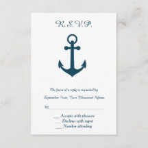 Ancre blanche et bleu marine Mariage RSVP Réponse