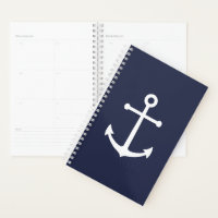 Ancre blanche marine sur bleu marine