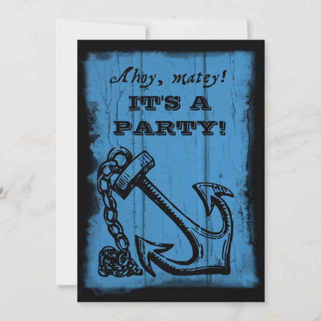 Ancre Bleu Anniversaire Fête Invitation (Devant)