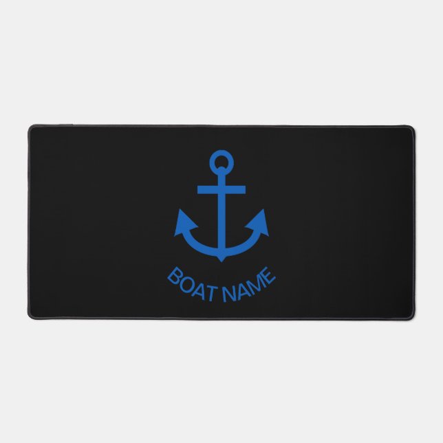 Ancre Bleu Personnalisé Votre Nom De Bateau Noir (Recto)