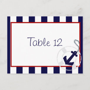 Ancre bleue Mariage nautique Carte Numéro de table
