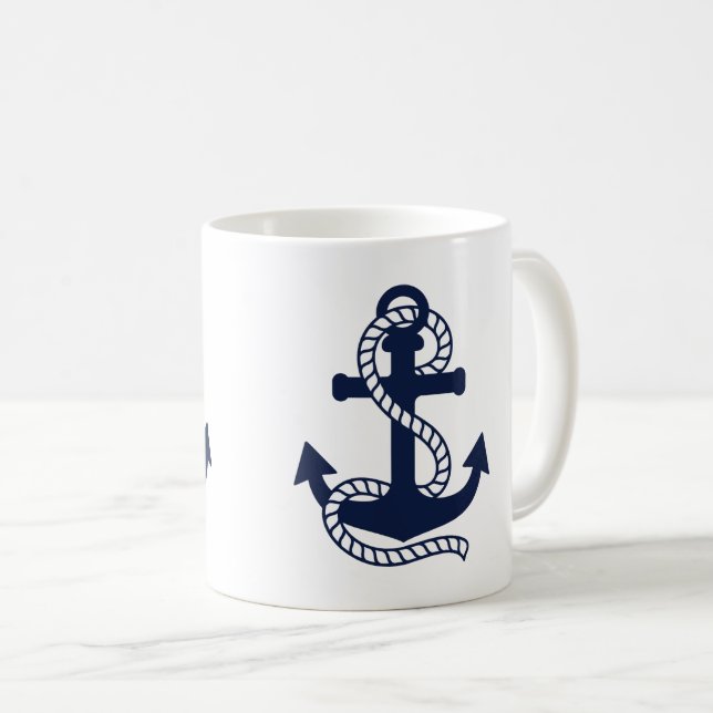 Ancre bleue marine {choisissez votre couleur} Mug (Devant droit)