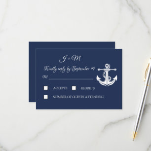 Ancre Bleue Marine Élégant Nautique Été RSVP