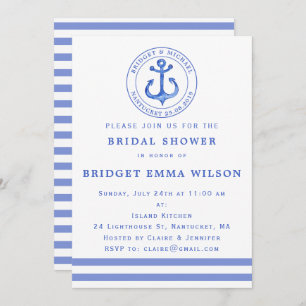 Ancre bleue marine   Invitation de douche nuptiale
