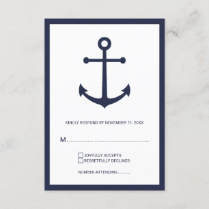 Ancre bleue marine Nautique mariage RSVP