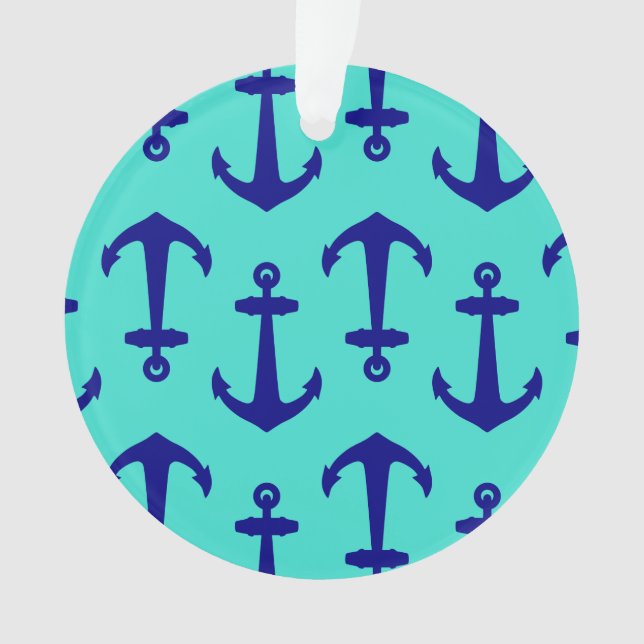 Ancre Bleue Marine Sur Décor Côtier Turquoise (devant)