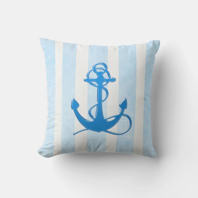 Ancre Bleue Nautique Coussin de la maison de plage (Recto)