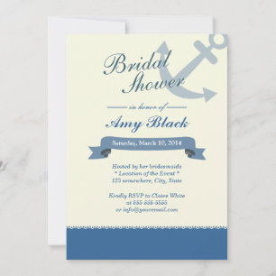 Ancre Bleue Nautique Invitations de douche nuptial