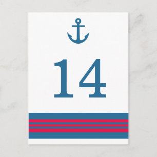 Ancre bleue rouge marine Numéro de table Carte pos