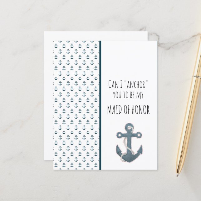 Ancre bleue Serez-vous ma servante d'honneur (Devant/Arrière en situation)
