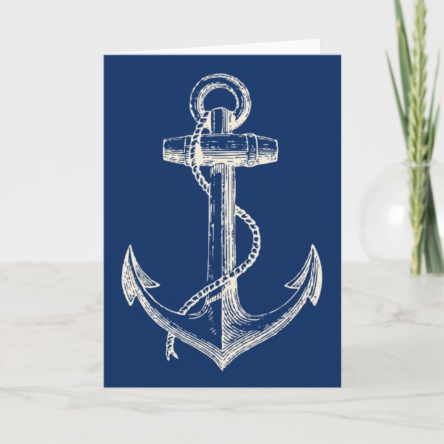Ancre Carte de voeux nautique Cadeau Marine bleu b (Devant)