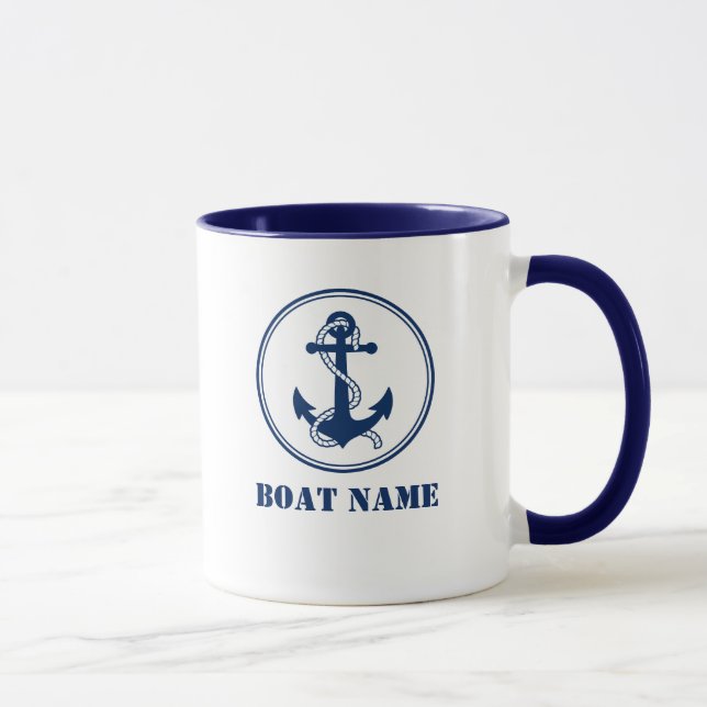 Ancre & corde Ajouter Nom de bateau Mug (Droite)