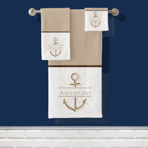 Ancre Côtière Tan Beige Serviette Nautique
