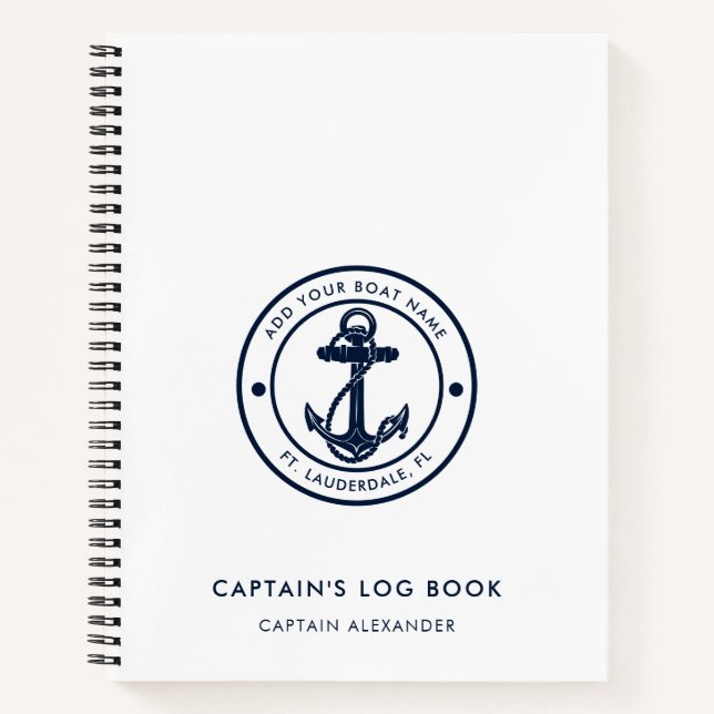 Ancre de bateau et nom Journal de bord des capitai (Devant)