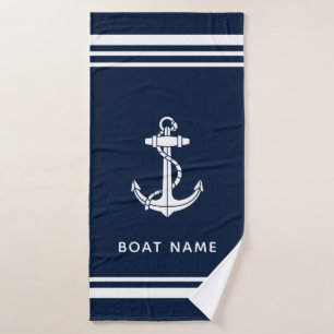 Ancre de bateau moderne et nom Navy Blue personnal