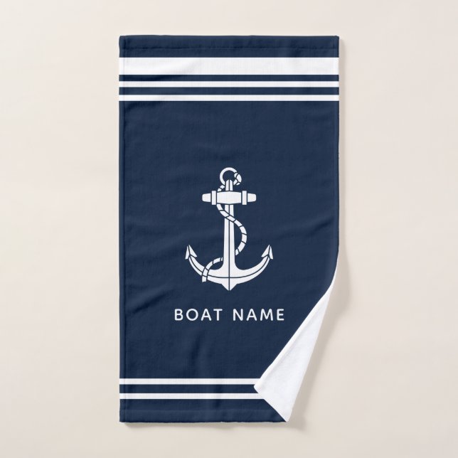 Ancre de bateau nautique et nom de croisière perso (Serviette à main)