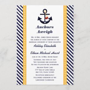 Ancre de la Marine Jaune Invitations de mariage na