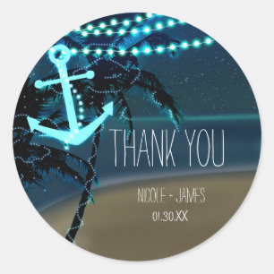 Ancre de plage & Palmiers Mariage Faveur Stickers