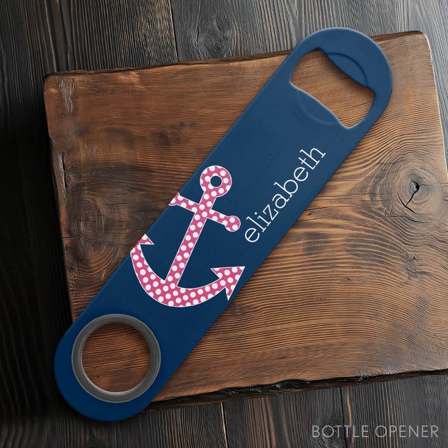 Ancre de point rose mignon avec nom personnalisé M (Custom Bar Key)