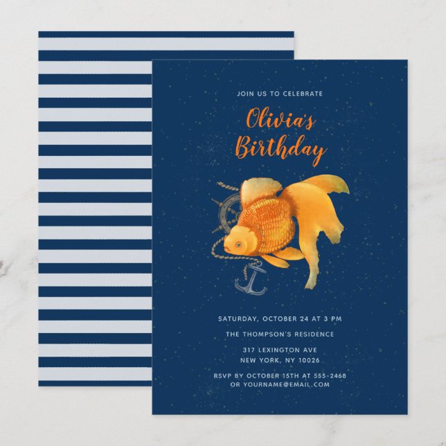 Ancre de poisson d'or roue Nautique Invitation (Devant / Derrière)