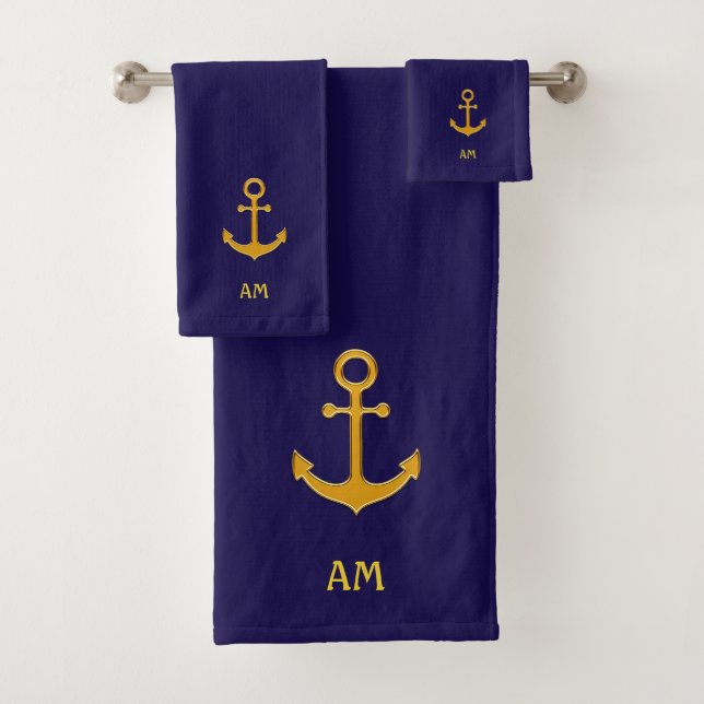 Ancre dorée sur fond bleu marine (En situation)