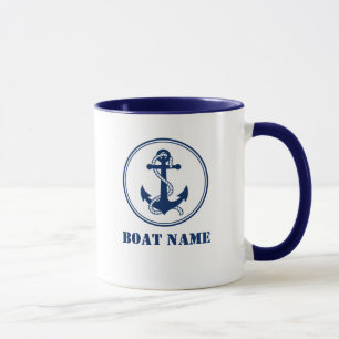 Ancre et corde Ajouter un nom de bateau Mug