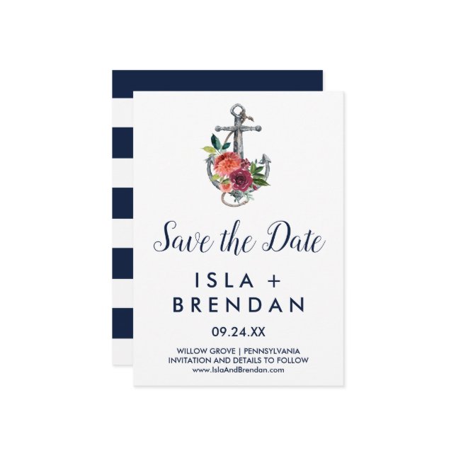 Ancre florale | Automne Enregistrer la carte de da (Devant/Arrière en situation)