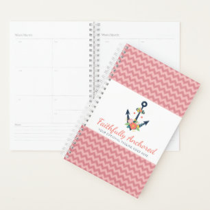 Ancre florale Foi nautique Marine et Coral Chevron