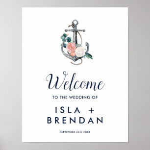 Ancre florale Poster de bienvenue du Mariage d'é